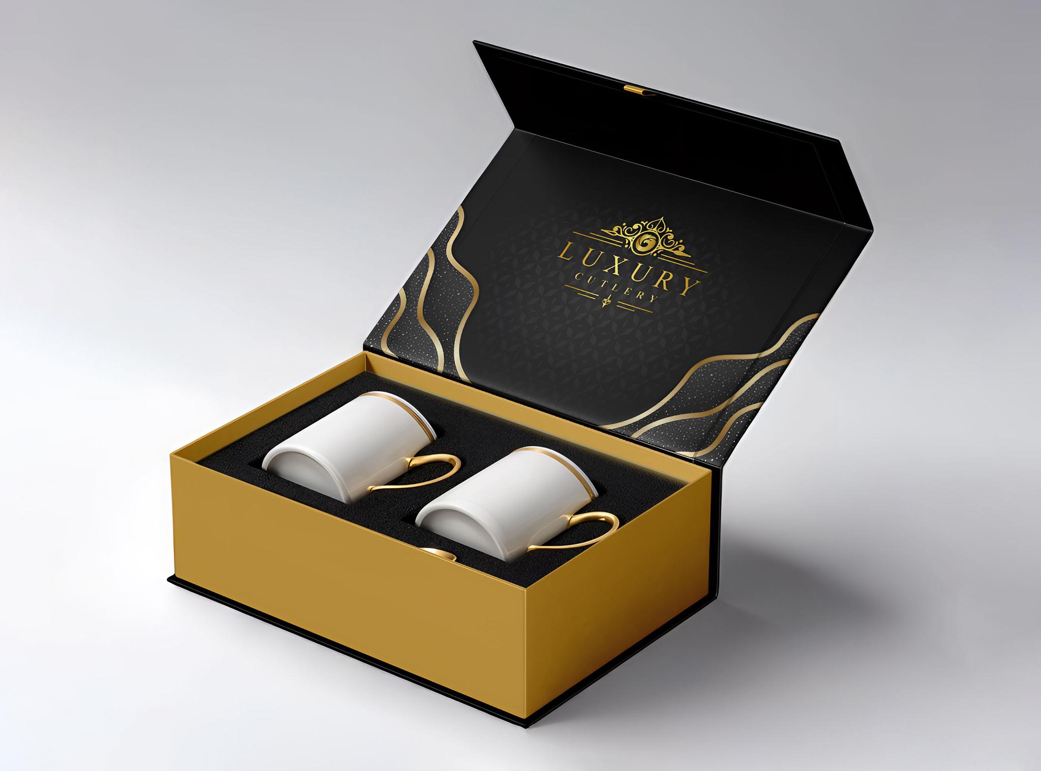 High-end magnetic rigid gift box for cutlery and drinkware packaging